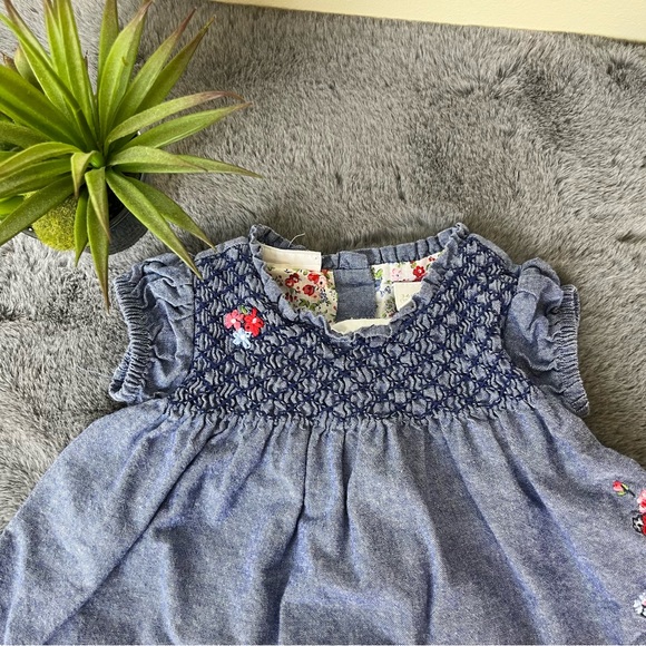 First Impressions Denim Floral Ruffle Dress with Bloomers - 3-6M - Picture 3 of 6